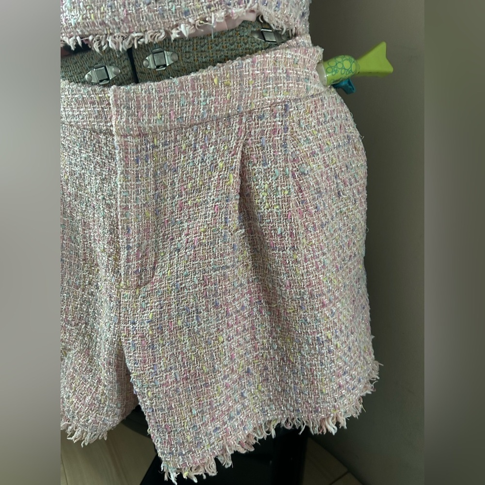 ELOQUII PINK RAINBOW CONFETTI TWEED, RAW EDGE SHORTS. FULLY LINED, RAW EDGE Sz22 - Picture 4 of 12